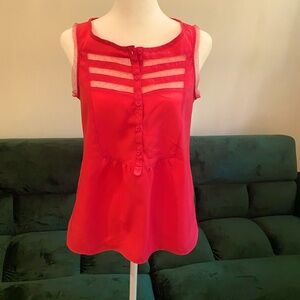 Pink half button tank top blouse
